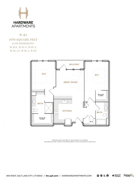 Floor plan for 2 beds, 2 baths, 1138 sqft